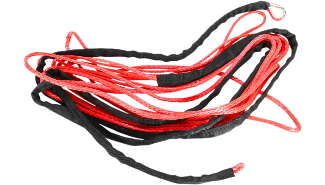 Helix Racing Products Winch Cable, 7800 Pound Capacity, 1/4 Inch Diameter X 50 Foot Length, Synthetic Rope, Red, Loop on Each End – 700-2150