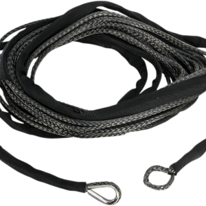 Helix Racing Products Winch Cable, 7800 Pound Capacity, 1/4 Inch Diameter X 50 Foot Length, Synthetic Rope, Black, Loop on Each End – 700-5150