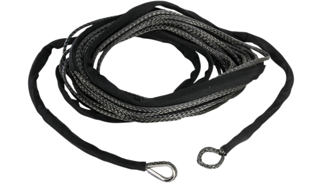 Helix Racing Products Winch Cable, 7800 Pound Capacity, 1/4 Inch Diameter X 50 Foot Length, Synthetic Rope, Black, Loop on Each End – 700-5150