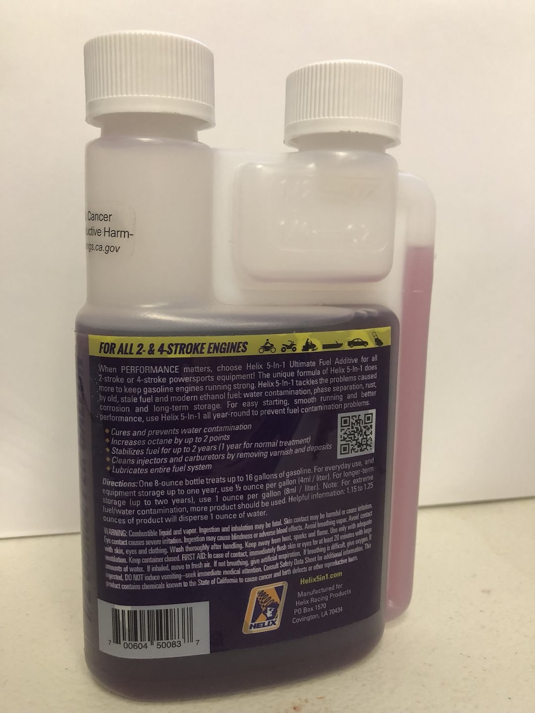 Helix Racing Products Fuel Additive, 5-IN-1 Ultimate, Fuel System Cleaner, For Diesel and Gasoline, Treats Up to 16 Gallons of Fuel – 911-1208
