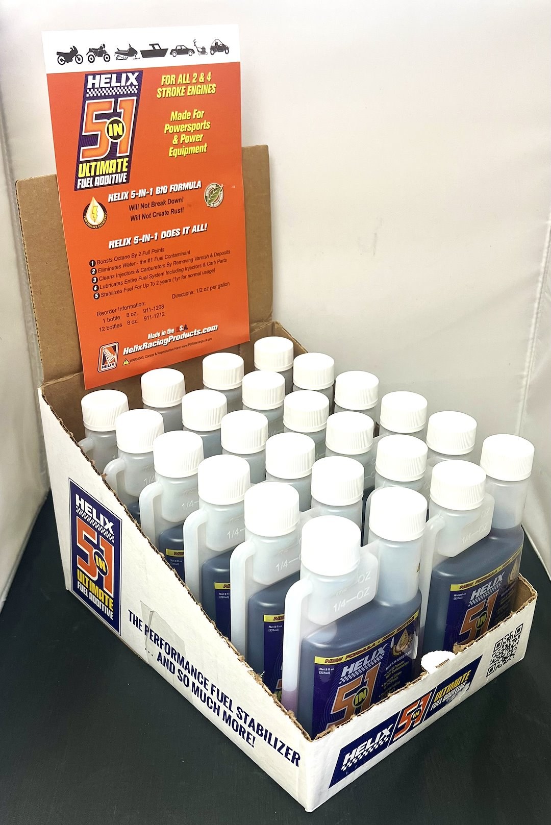Helix Racing Products Point of Purchase Display, 5-IN-1 Ultimate, Fuel System Cleaner, For Diesel and Gasoline – 911-1212-DC