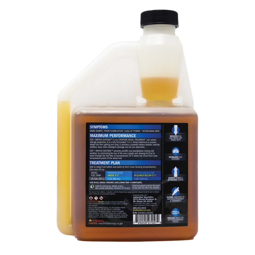 Hot Shots Fuel Additive, Edt+winter Defense®, Cetane Booster, For Diesel – EDTWAG16OZSQF