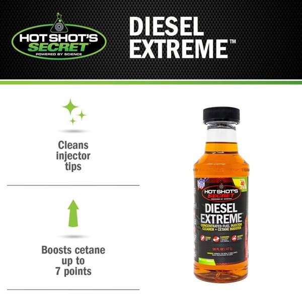 Hot Shots Fuel System Cleaner, Diesel Extreme, Used to Remove All Internal Diesel Injector Deposits and Boost Cetane by 5 to 6 Points – P040416Z