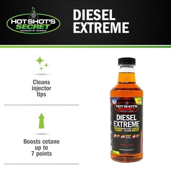 Hot Shots Fuel System Cleaner, Diesel Extreme, Used to Remove All Internal Diesel Injector Deposits and Boost Cetane by 5 to 6 Points – P040432Z