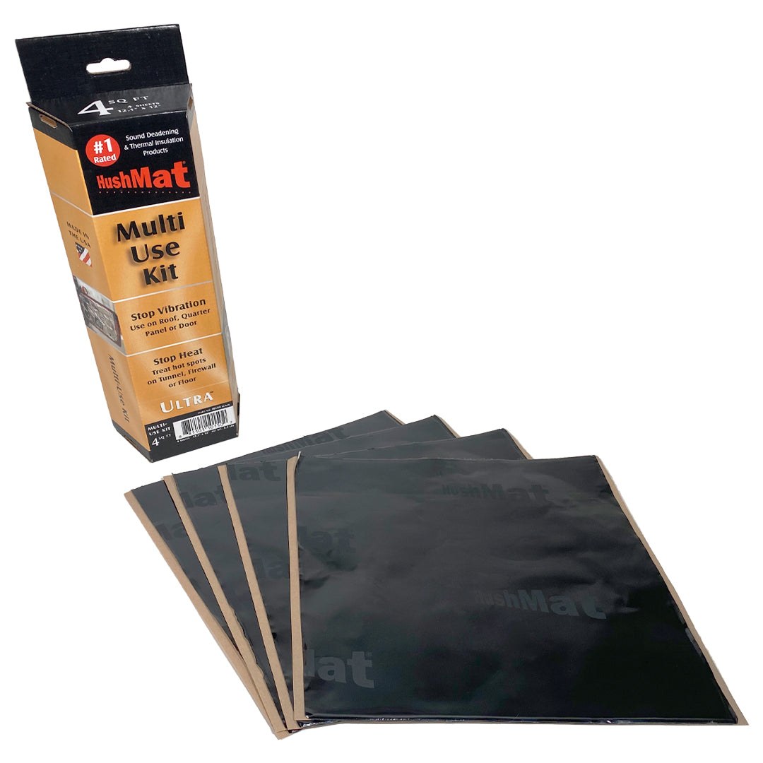 Hushmat Sound Dampening Kit, Ultrawrap ™, Multi Use Kit, Use to Reduce Heat and Noise, 1.5 Millimeter Thickness, Butyl with Aluminum Backing – 10150