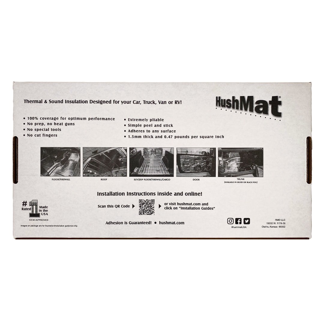 Hushmat Sound Dampening Kit, Ultrawrap ™, Floor/ Dash Kit, Use to Reduce Heat and Noise, 1.5 Millimeter Thickness, Butyl with Aluminum Backing – 10400