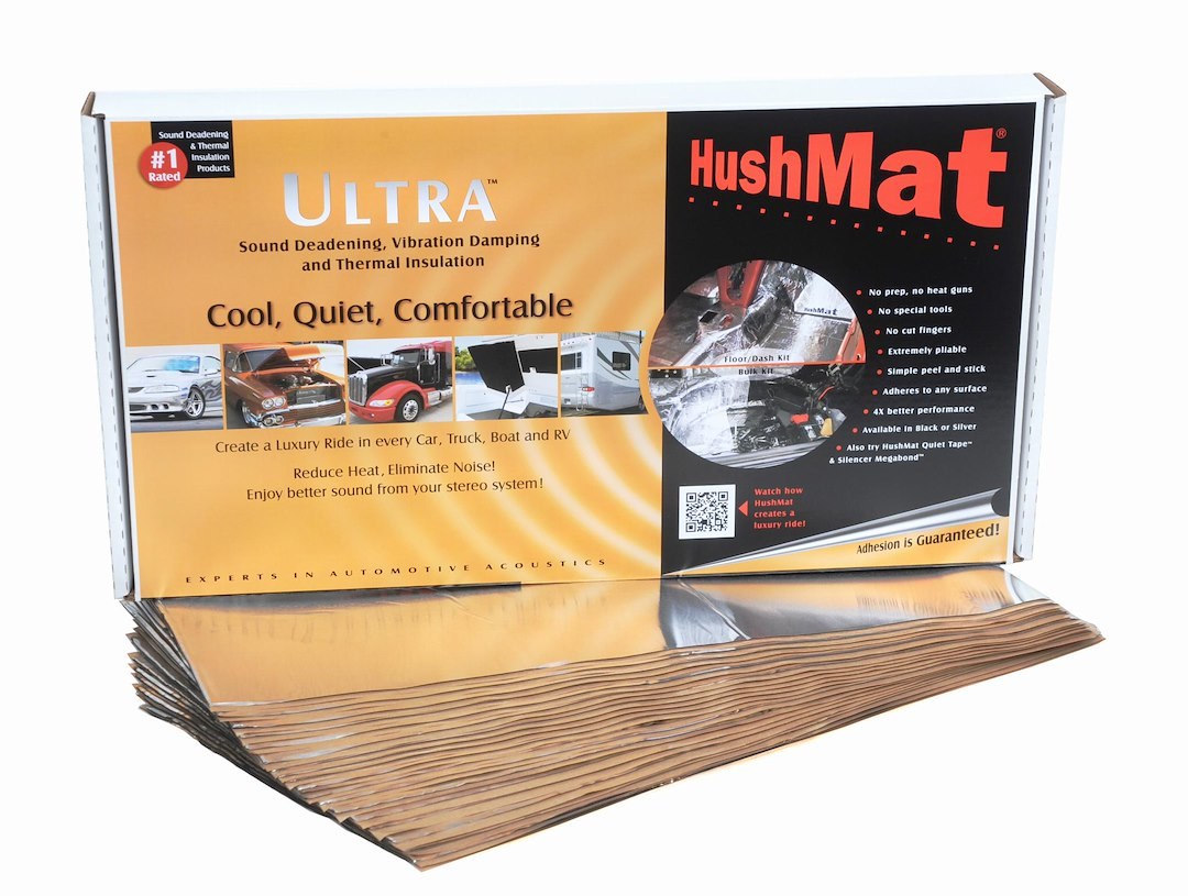 Hushmat Sound Dampening Kit, Ultrawrap ™, Floor/ Dash Kit, Use to Reduce Heat and Noise, 1.5 Millimeter Thickness, Butyl with Aluminum Backing – 10401