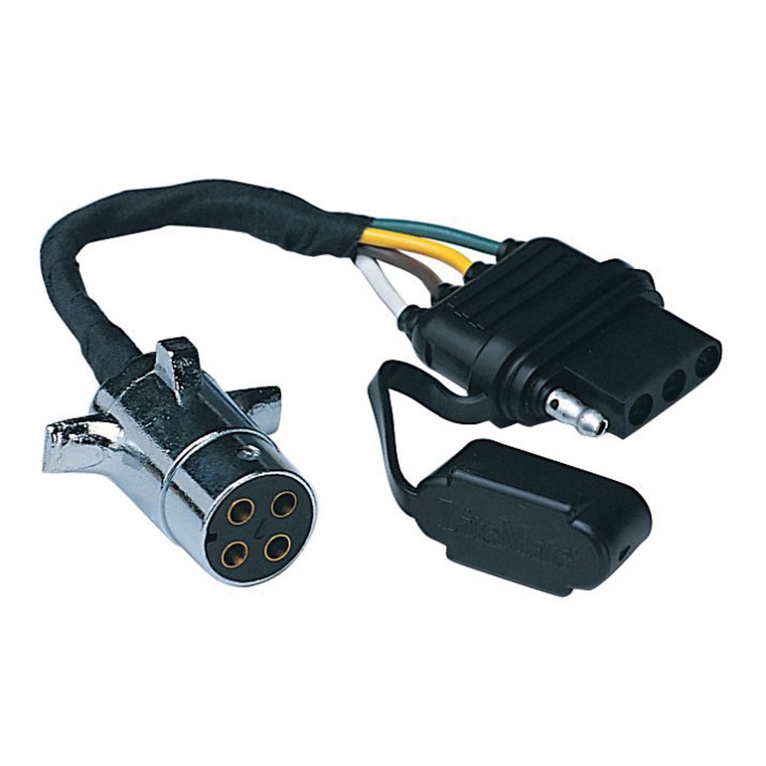 Husky Towing Trailer Wiring Connector Adapter, 4-WAY Pin to 4 Flat, Flexible Wire, With Dust Cover – 13173