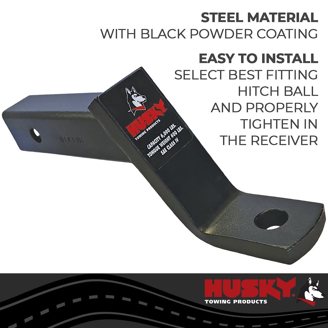 Husky Towing Trailer Hitch Ball Mount, Class III/ IV, Fits 2 Inch Receiver, 5000 Pound Gross Trailer Weight, 4-1/4 Inch Drop/ 3 Inch Rise – 31358