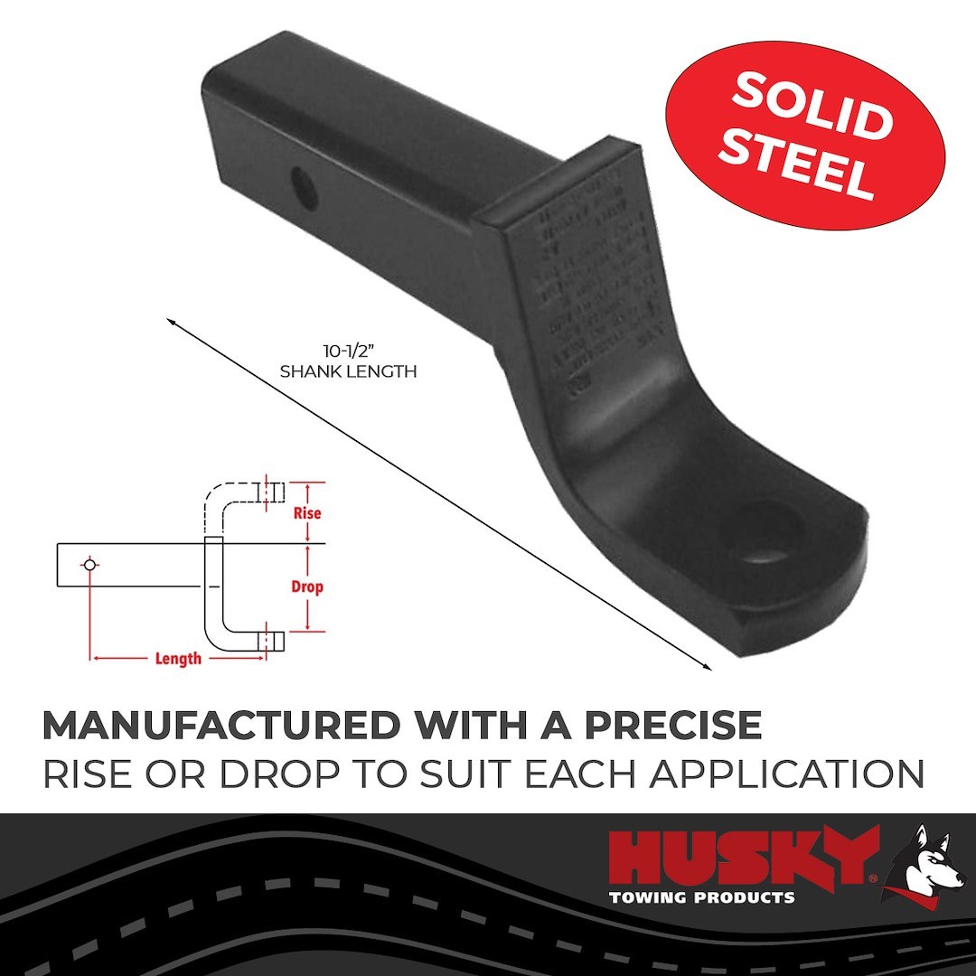 Husky Towing Trailer Hitch Ball Mount, Class III/ IV, Fits 2 Inch Receiver, 6000 Pound Gross Trailer Weight, 2-1/4 Inch Drop/ 1 Inch Rise – 31362
