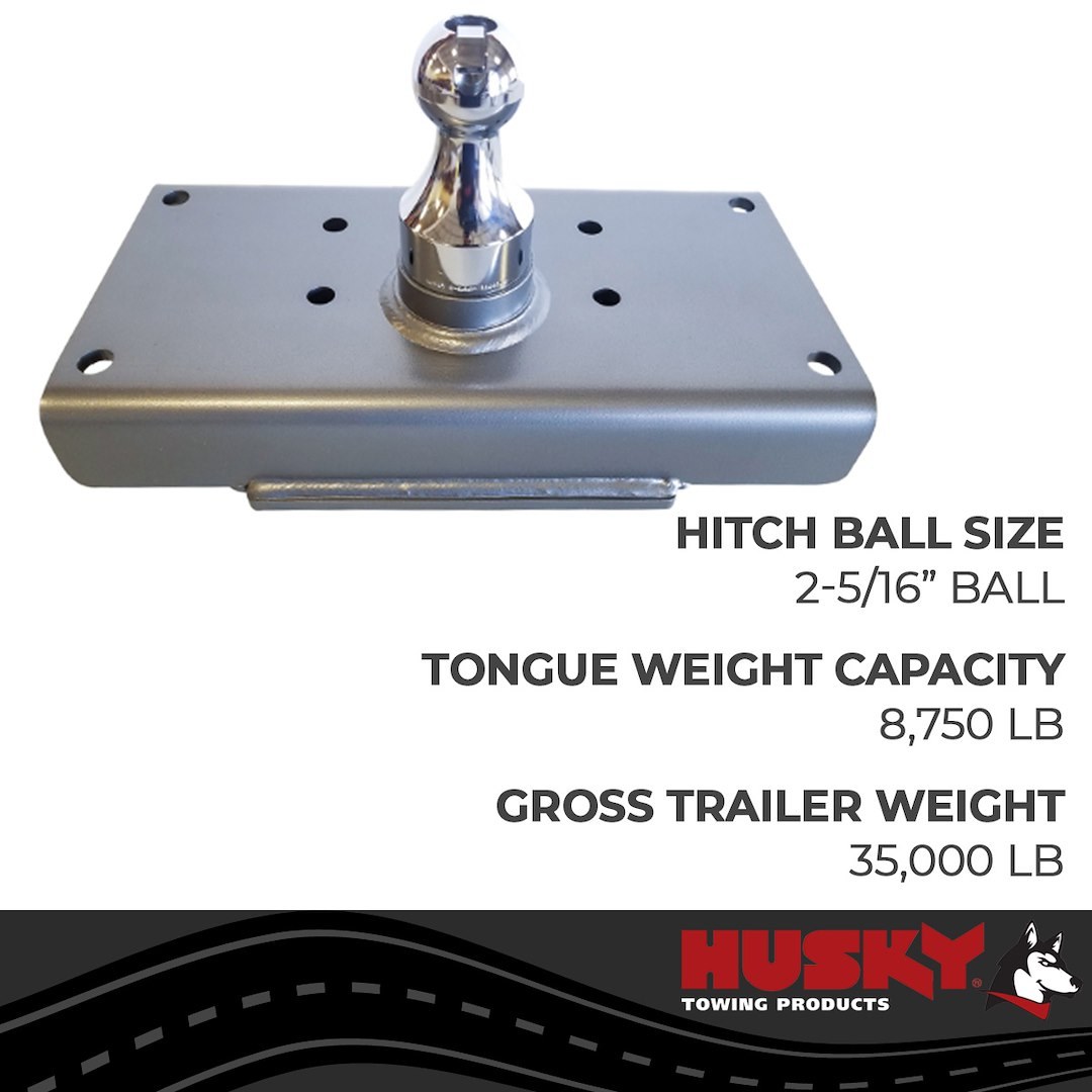 Husky Towing Gooseneck Trailer Hitch, 35000 Pound Gross Weight Capacity/ 8750 Pound Tongue Weight, Under Bed, 2-5/16 Inch Removable Ball – 33207