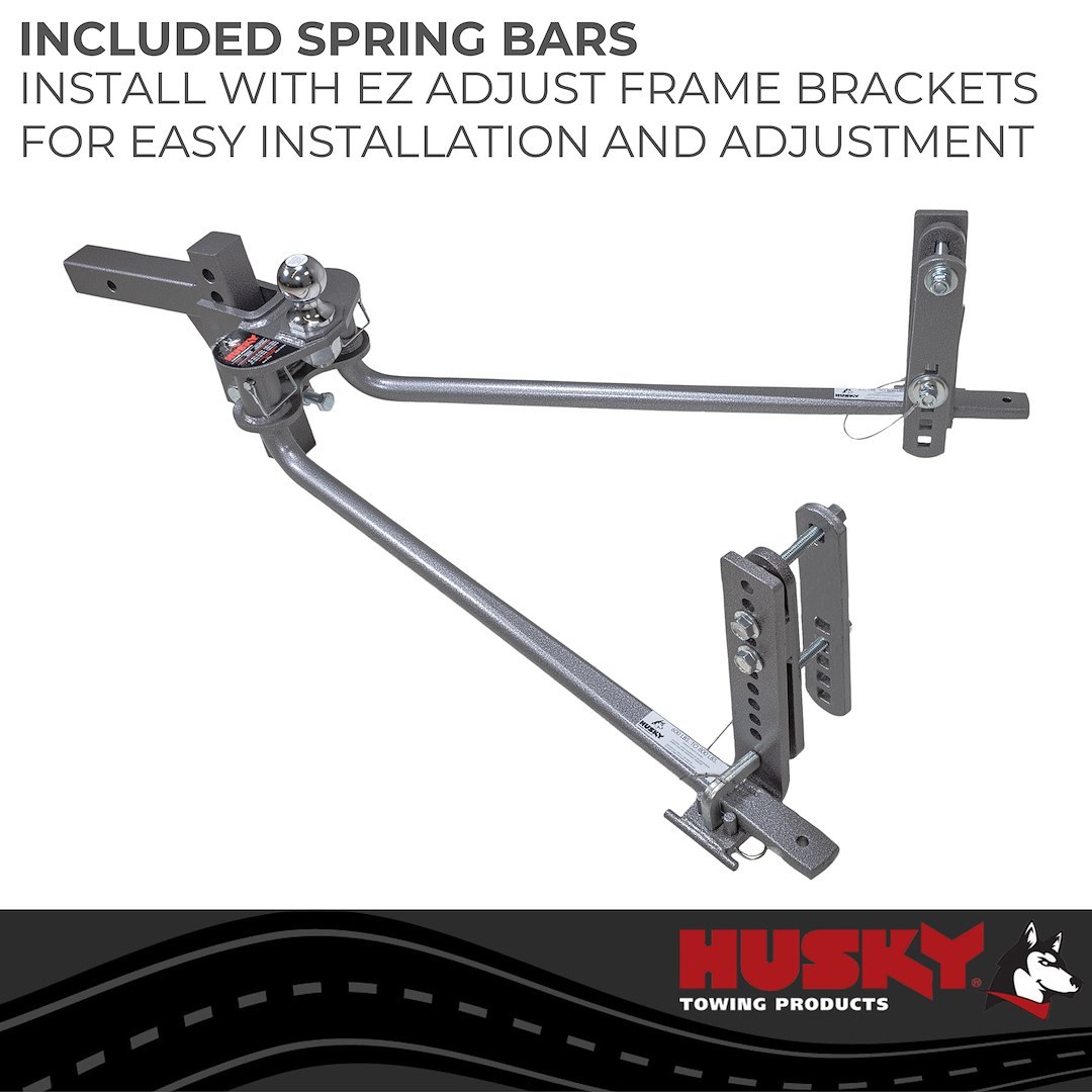 Husky Towing Weight Distribution Hitch, Center Line Clfs, Two Point Round Bar, 400 to 600 Pound Tongue Weight, 6000 Pound Gross Trailer Weight – 33310