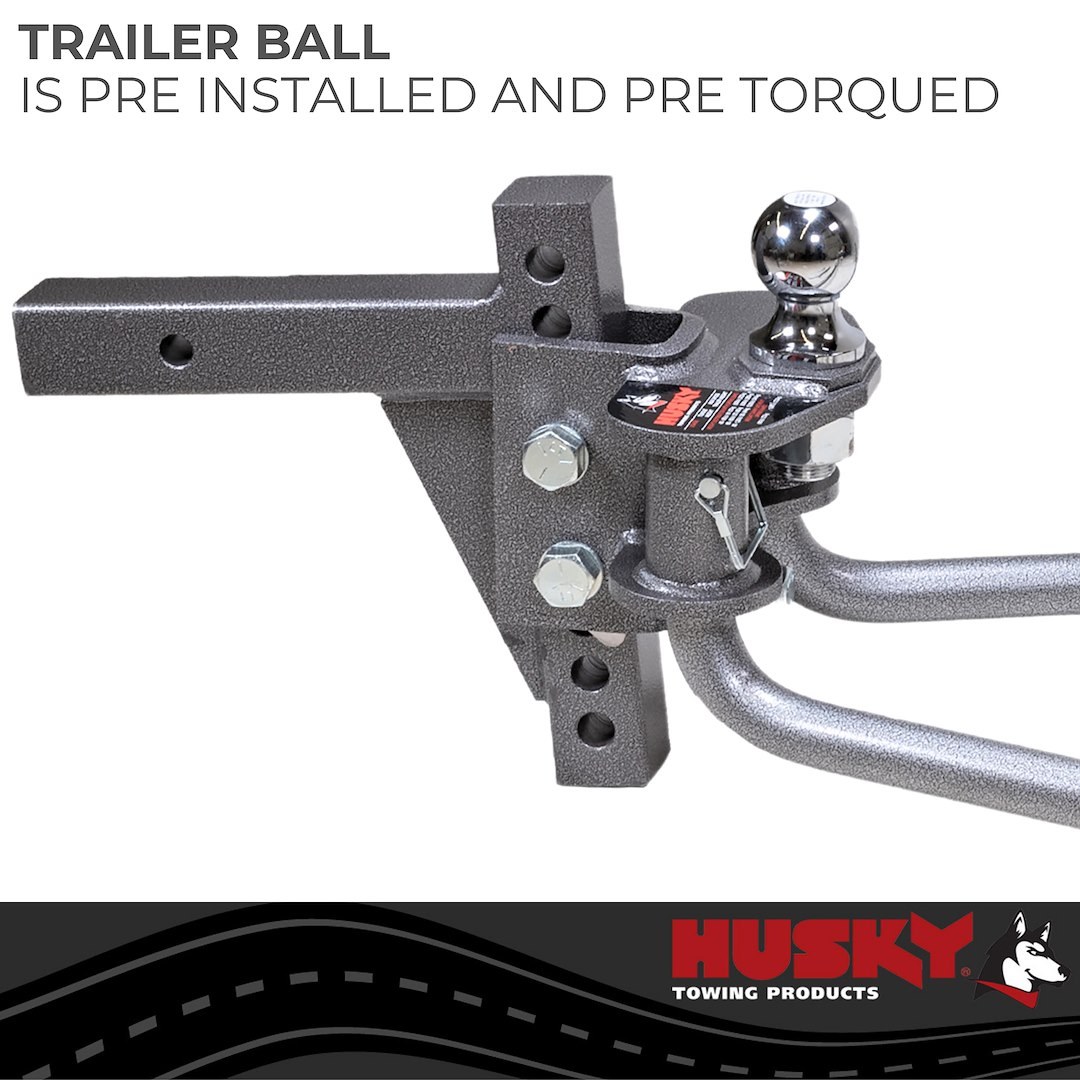 Husky Towing Weight Distribution Hitch, Center Line Clfs, Two Point Round Bar, 400 to 600 Pound Tongue Weight, 6000 Pound Gross Trailer Weight – 33310