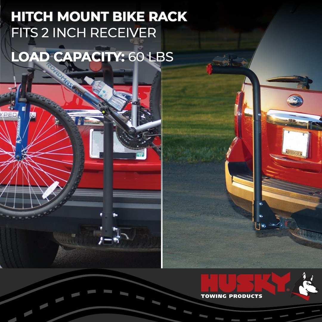 Husky Towing Bike Rack, 2 Inch Receiver Hitch Mount, Holds 2 Bikes, Up to 60 Pound Weight Capacity, Bike Frame Clamp, Without Lock – 81146