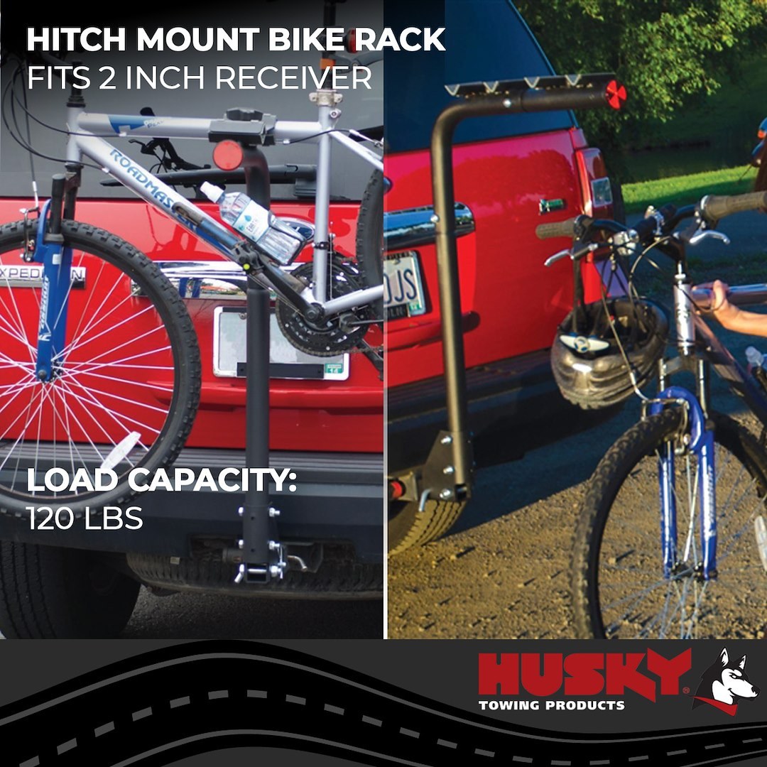 Husky Towing Bike Rack, 2 Inch Receiver Hitch Mount, Holds 4 Bikes, Up to 120 Pound Weight Capacity, Cradle System, Without Lock, Non-Foldable – 81147