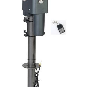 Husky Towing Trailer Tongue Jack, Brute, Electric, 4500 Pound Capacity, 18 Inch Travel, With 6 Inch Drop Down Leg, 3 Standard Leds – 87641