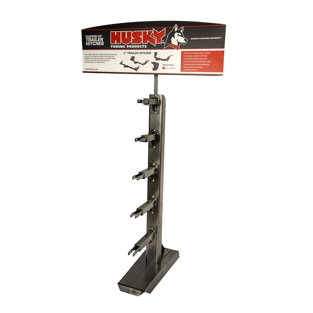 Husky Towing Point of Purchase Display, Trailer Hitches, Floor Stand, Holds 5 Hitchs, Hitches Sold Seperate – 90340