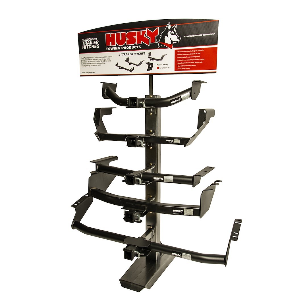 Husky Towing Point of Purchase Display, Trailer Hitches, Floor Stand, Holds 5 Hitchs, Hitches Sold Seperate – 90340