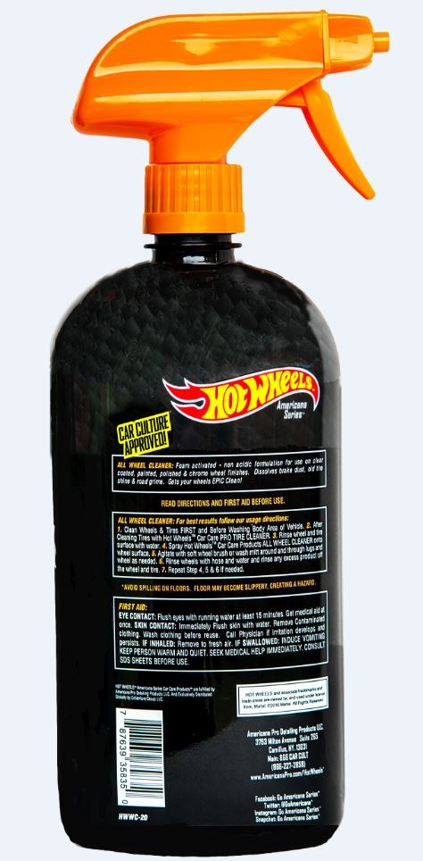 Hot Wheels Wheel Cleaner, Americana Series ™, For Painted/ Chrome/ Stainless/ Aluminum Coated Wheels, 20 Ounce Spray Bottle – HWWC-20