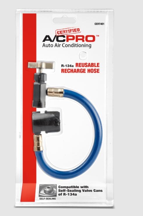 Interdynamic Air Conditioner Charging Hose Kit, A/C Pro ®, Compatible with Self-Sealing R-134A Refrigerant Cans, 8 Inch Hose – CERT401-1