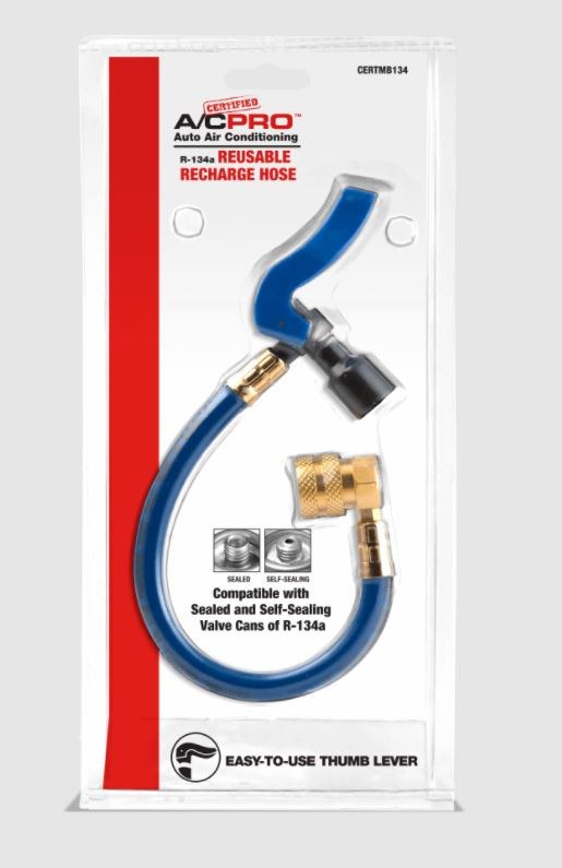 Interdynamic Air Conditioner Charging Hose Kit, A/C Pro ®, Compatible with Both Sealed and Self-Sealing R-134A Refrigerant Cans – CERTMB134-1