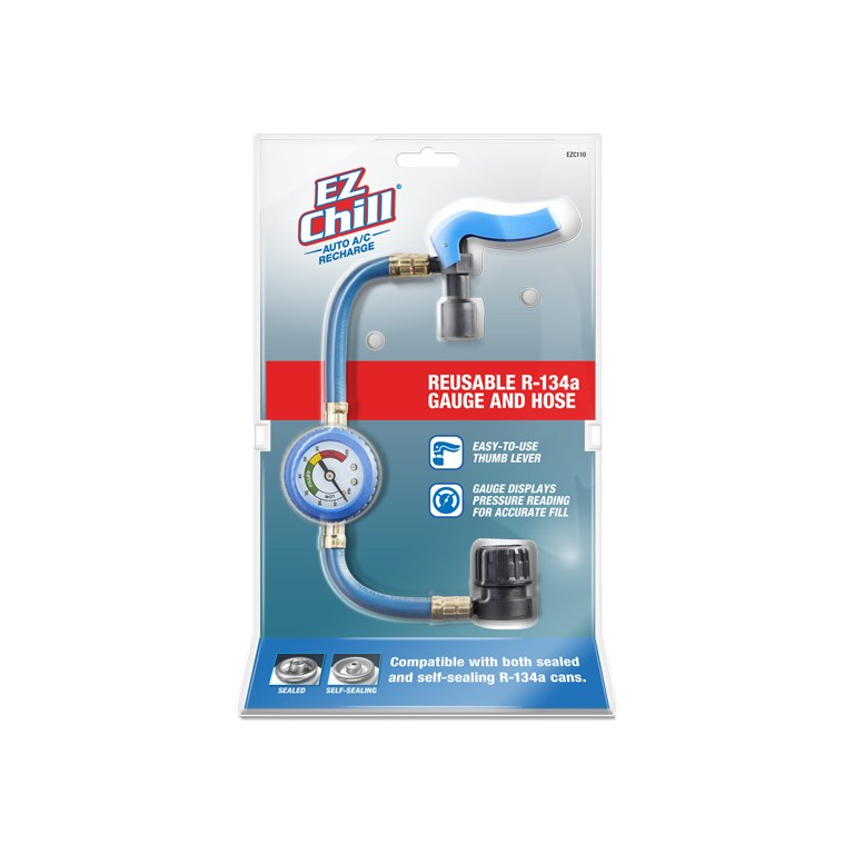 Interdynamic Air Conditioner Charging Hose Kit, Ez Chill ®, Compatible with Both Sealed and Self-Sealing R-134A Refrigerant Cans – EZC110-4
