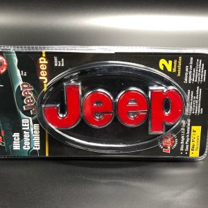 Int Trim Tfp Trailer Hitch Cover, Fits 1-1/4 Inch/ 2 Inch Receiver, Red LED Jeep Logo, Chrome – 53508LHC