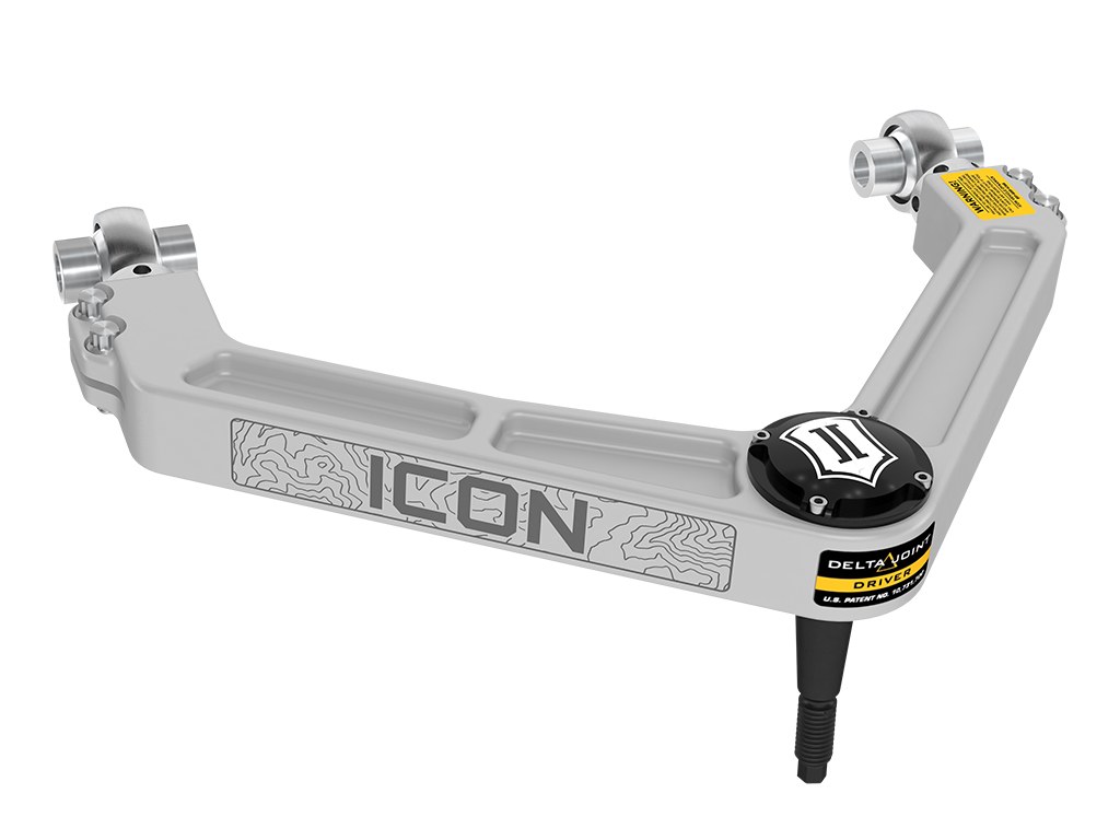 ICON Vehicle Dynamics Control Arm, Delta Joint, Boxed, Non Adjustable, Silver, Billet Aluminum, Non Greaseable, Set of 2 – 218560DJ