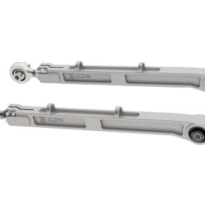 ICON Vehicle Dynamics Control Arm, Boxed, Adjustable, Silver, Billet, Greaseable, Set of 2 – 44000