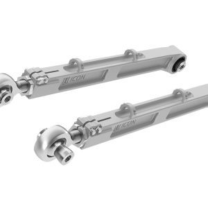 ICON Vehicle Dynamics Control Arm, Boxed, Adjustable, Silver, Billet, Greaseable, Set of 2 – 44000