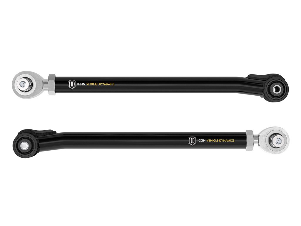 ICON Vehicle Dynamics Control Arm, Tubular, Adjustable, Black, Steel, Greaseable, Set of 2 – 44000T