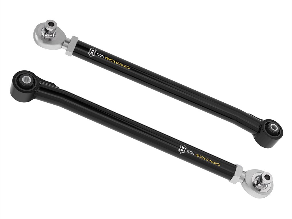ICON Vehicle Dynamics Control Arm, Tubular, Adjustable, Black, Steel, Greaseable, Set of 2 – 44000T