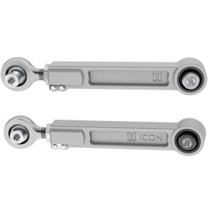 ICON Vehicle Dynamics Control Arm, Boxed, Adjustable, Silver, Billet, Greaseable, Set of 2 – 44100