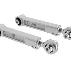 ICON Vehicle Dynamics Control Arm, Boxed, Adjustable, Silver, Billet, Greaseable, Set of 2 – 44100