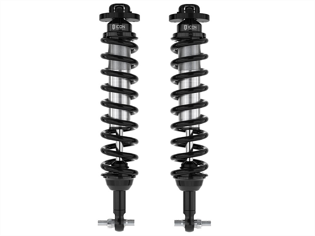 ICON Vehicle Dynamics Coil Over Shock Absorber, Non Adjustable Valving, 2 to 4 Inch Lift, Pigtail Spring, Black/ Silver – 48600
