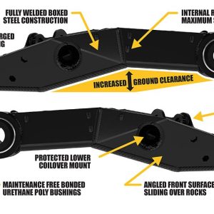 ICON Vehicle Dynamics Control Arm, Boxed, Adjustable, Black, Steel, Greaseable, Set of 2, Additional Parts Required – 54300