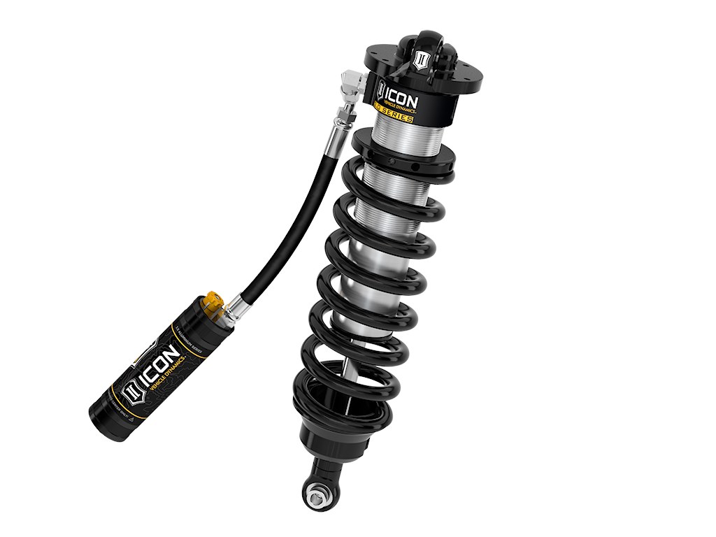 ICON Vehicle Dynamics Coil Over Shock Absorber, 3.0 Performance, Adjustable Valving, 1-1/4 to 3-1/4 Inch Lift, Pigtail Spring, Black/ Silver – 58775C