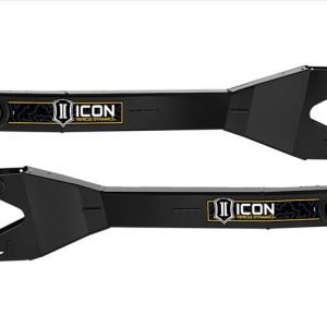 ICON Vehicle Dynamics Radius Arm, 0 to 3 Inch Lift, Adjustable Camber, Powder Coated, Black, Set of 2 – 64042