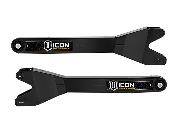 ICON Vehicle Dynamics Radius Arm, 0 to 3 Inch Lift, Adjustable Camber, Powder Coated, Black, Set of 2 – 64042