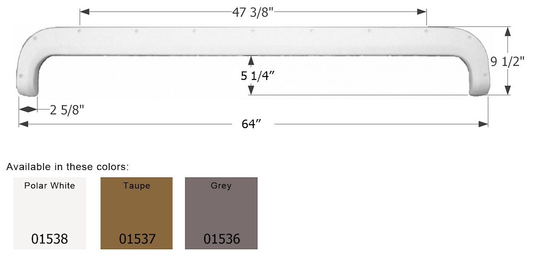 ICON Vehicle Dynamics Fender Skirt, Tandem Axle, Fits Various Fleetwood Brands Including Wilderness, 64 Inch Length X 9-1/2 Inch Height – 01538