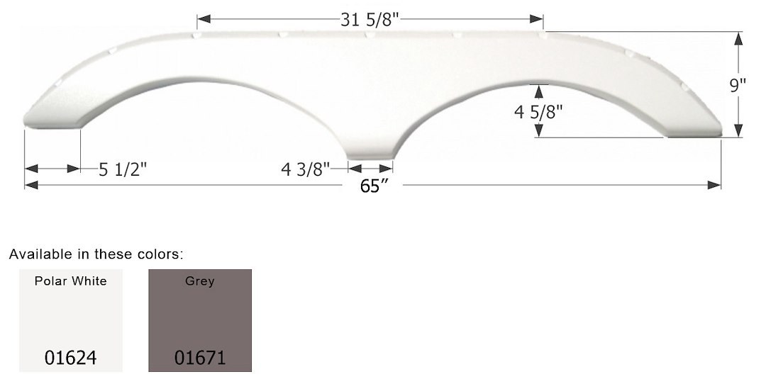 ICON Vehicle Dynamics Fender Skirt, Tandem Axle, Fits Various Pilgrim Brands Including Cirrus/ Legends/ Open Road – 01624