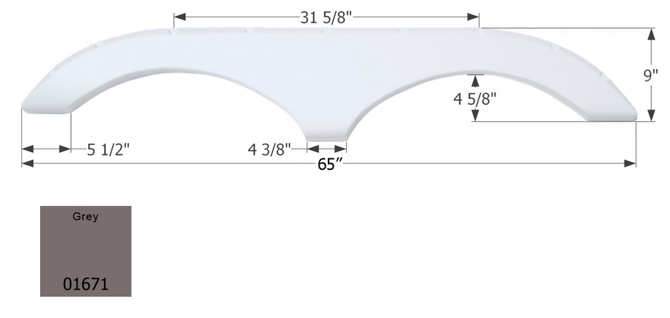 ICON Vehicle Dynamics Fender Skirt, Tandem Axle, Vehicle Fitment: Various Pilgrim Cirrus/ Legends/ Open Road Models – 01671