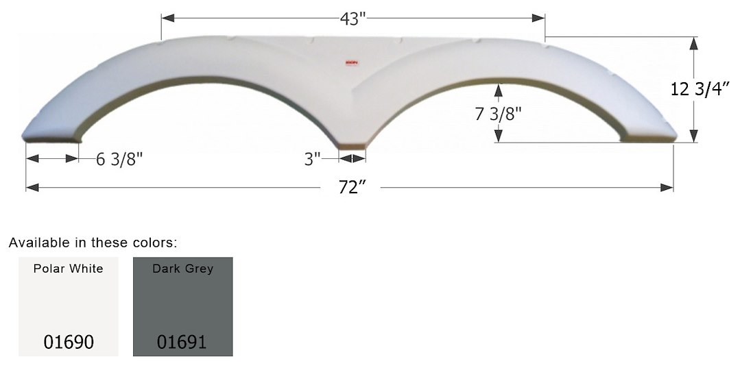 ICON Vehicle Dynamics Fender Skirt, Tandem Axle, Fits Various Dutchmen Brands Including Adirondack/ Sandpiper – 01690