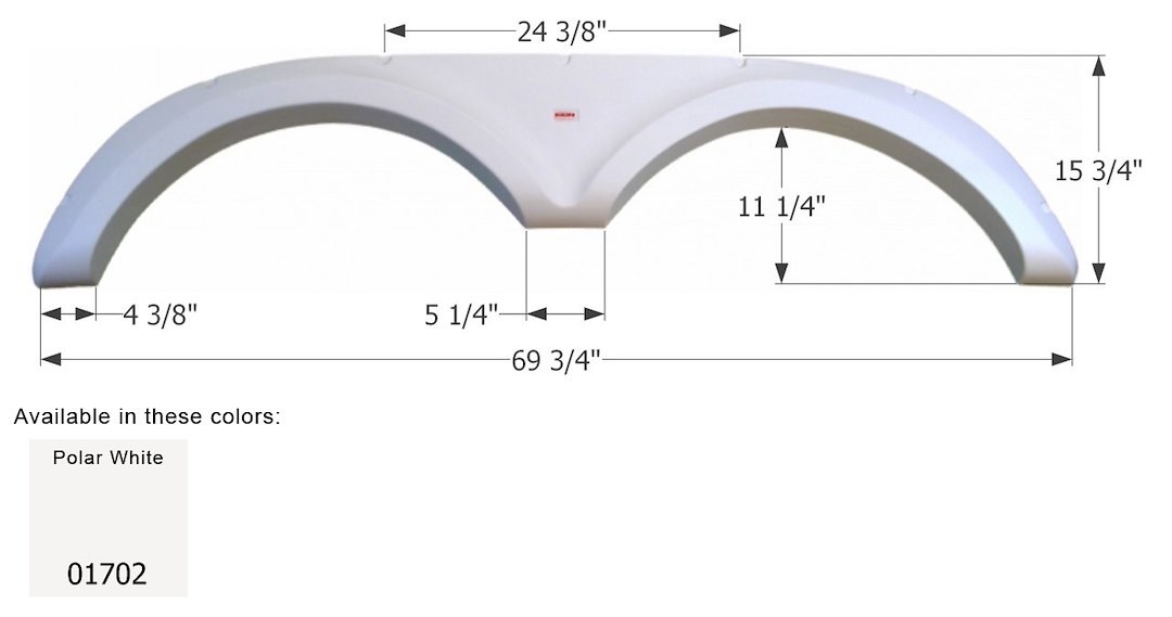 ICON Vehicle Dynamics Fender Skirt, Tandem Axle, Fits Various Jayco Brands Including Designer Series, 69-3/4 Inch Length X 15-3/4 Inch Height – 01702