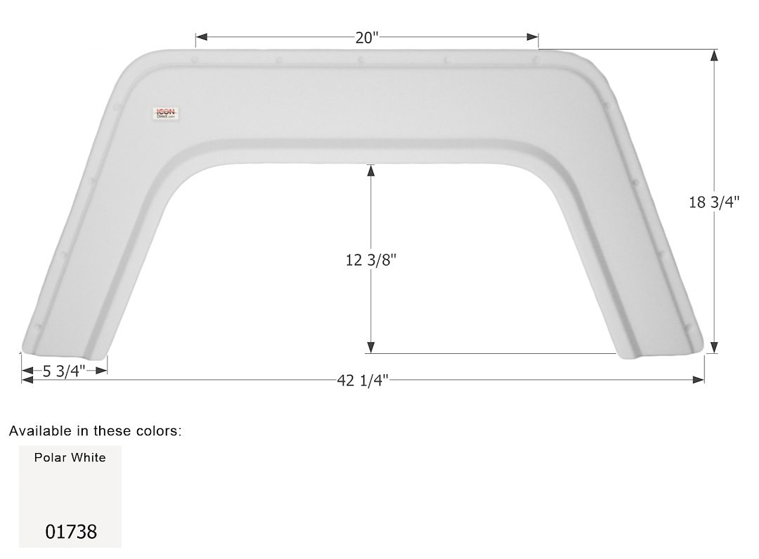 ICON Vehicle Dynamics Fender Skirt, Single Axle, Universal Replacement to Fit by Dimension, 42-1/4 Inch Length X 18-3/4 Inch Height – 01738