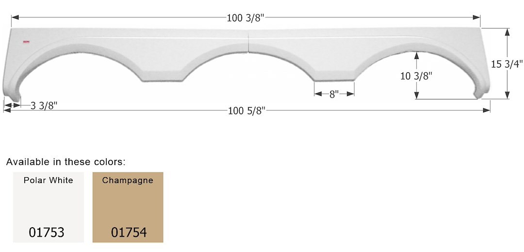 ICON Vehicle Dynamics Fender Skirt, Triple Axle, Fits Various Gulfstream Brands Including Yellowstone – 01754