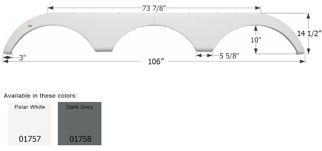 ICON Vehicle Dynamics Fender Skirt, Triple Axle, Fits Various Pilgrim Brands Including Open Road, 106 Inch Length X 14-1/2 Inch Height – 01757