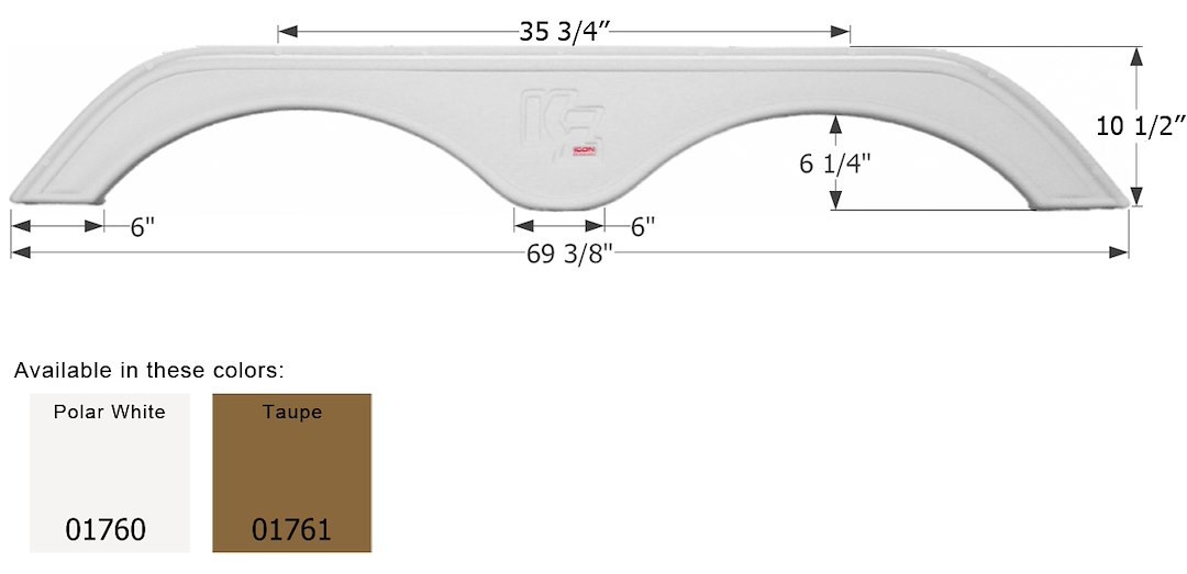 ICON Vehicle Dynamics Fender Skirt, Tandem Axle, Fits Various Kz Brands Including Spree, 69-3/8 Inch Length X 10-1/2 Inch Height, Taupe – 01761