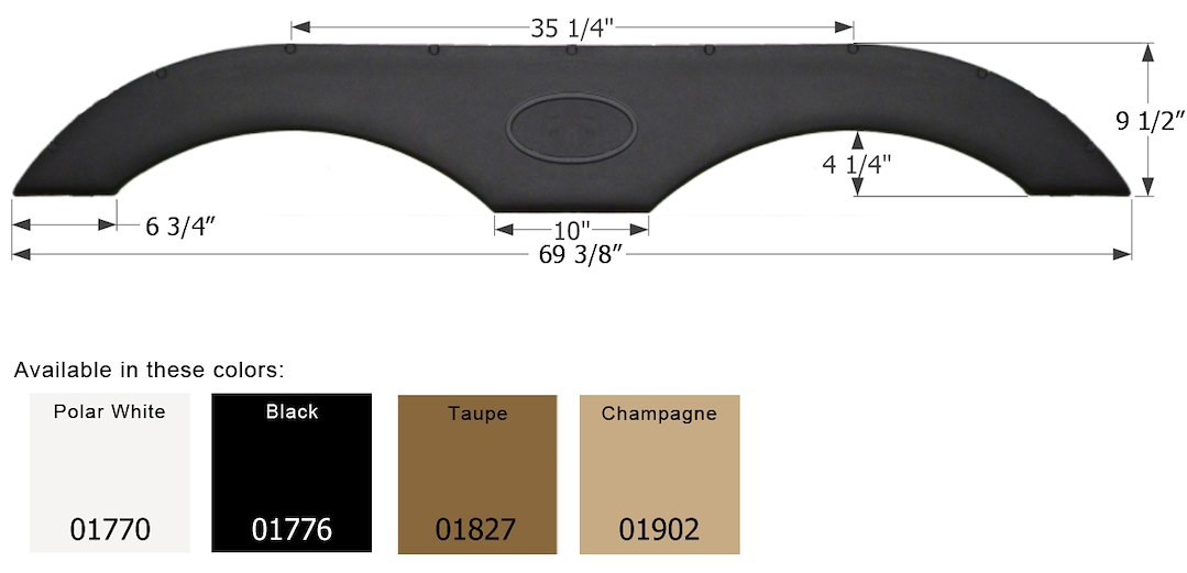 ICON Vehicle Dynamics Fender Skirt, Tandem Axle, Fits Various Brands Including Crossroads/ Dutchmen/ Forest River/ Keystone/ Palomino – 01770