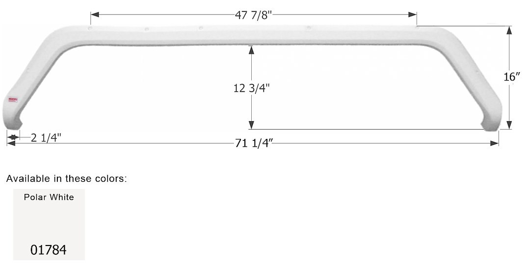 ICON Vehicle Dynamics Fender Skirt, Tandem Axle, Fits Various Sunline Brands Including Solaris, 71-1/4 Inch Length X 16 Inch Height – 01784